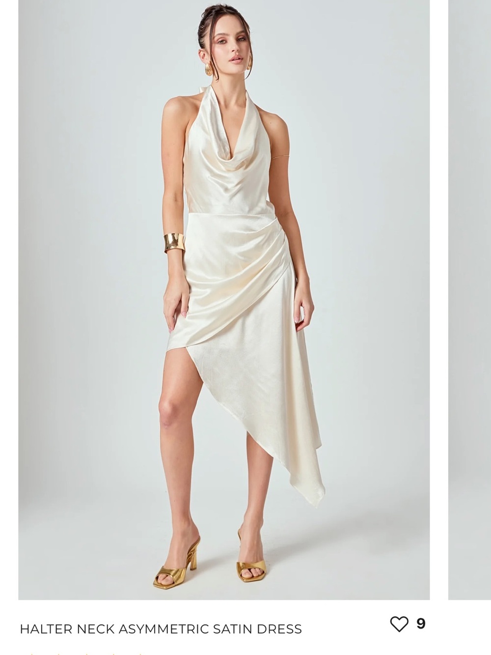 Satin Tie-Neck Slip Dress in Champagne